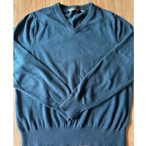 Eddie Bauer Vintage Cotton & Cashmere Green V Neck Sweater Size Medium